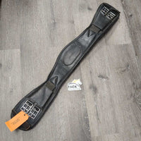 Thick Padded Dressage Girth *gc, dirty, hair, dry, 2 BROKEN keepers, curled/folded edges, deep creases