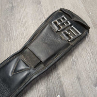Thick Padded Dressage Girth *gc, dirty, hair, dry, 2 BROKEN keepers, curled/folded edges, deep creases