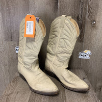 Pointy Toe Cowgirl Boots *gc, mnr dirt, stains, toe and heel scuffs, cracked piping, creased