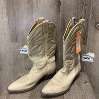 Pointy Toe Cowgirl Boots *gc, mnr dirt, stains, toe and heel scuffs, cracked piping, creased
