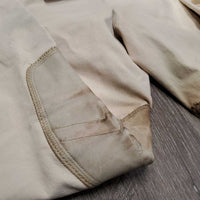 Hvy Breeches *fair, v.stained/discolored seat & legs, undone stitching, older, stains, mnr pills & snags, seam puckers
