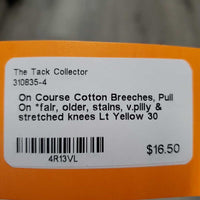 Cotton Breeches, Pull On *fair, older, stains, v.pilly & stretched knees
