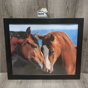 Plastic Framed Picture, 2 Horse Heads *vgc, mnr dirt & scratches