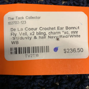 Crochet Ear Bonnet Fly Veil, x2 bling, charm *xc, mnr dirt/dusty & hair