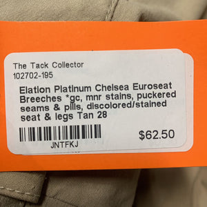 Euroseat Breeches *gc, mnr stains, puckered seams & pills, discolored/stained seat & legs