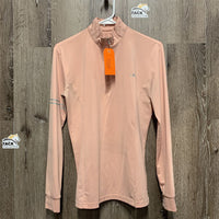 LS Shirt, 1/4 Zip Up *vgc, seam puckers, stains, rubs/pills, crinkled collar, faded label