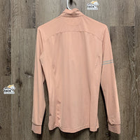 LS Shirt, 1/4 Zip Up *vgc, seam puckers, stains, rubs/pills, crinkled collar, faded label

