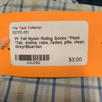 Pr Tall Nylon Riding Socks "Plaid *fair, stains, rubs, faded, pills, clean
