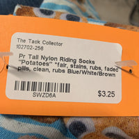 Pr Tall Nylon Riding Socks "Potatoes" *fair, stains, rubs, faded, pills, clean, rubs