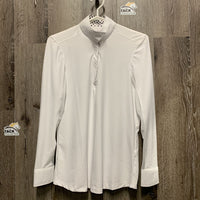 LS Sun Show Shirt,1/4 Snap Up, attached Snap Collar *vgc, mnr peeling logo, mnr seam puckers