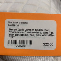 Quilt Jumper Saddle Pad, "Paramount" embroidery, tabs *gc, mnr dirt/stains, hair, pills

