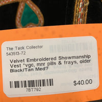 Velvet Embroidered Showmanship Vest *vgc, mnr pills & frays, older
