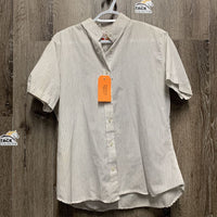 SS Show Shirt, 2 velcro collars *gc, stains, hair, frayed holes, seam puckers, dingy