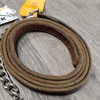 v.narrow Soft 66" Leather Lead Shank, 18" Fine Nose Chain *gc, scraped edges, scratches, creases