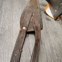 Leather Cribbing Collar *dirty, chewed, scraped, dry, TORN, CRACKING, older, stiff
