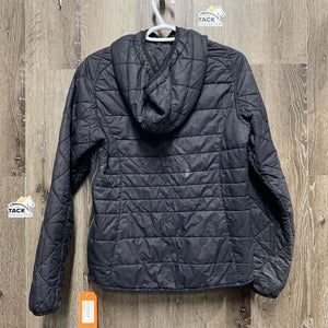 Side Zip, Pull Over Light Quilt Jacket Hoodie *gc, dirty, crinklled, pilly edges