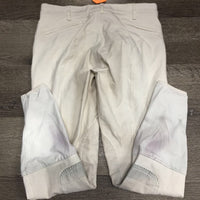 Euroseat Breeches *gc, dingy, stains, discolored/stained seat & legs, seam puckers, older, loose inside threads