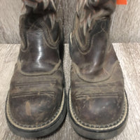 Pr Round Toe Western Boots *gc, scratches, scuffs, faded, dirty, scrapes, heel rubs
