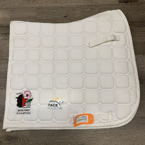 Quilt Microsuede Dressage Saddle Pad, tabs, embroidery *vgc, mnr staining, hair, threads, pills