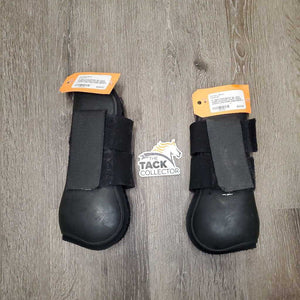 Pr Open Front Boots *gc, clean. faded, scratches, scuffs, residue, scrpaes, pilly/rough edges