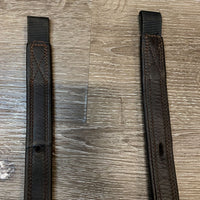 Pr T Bar Soft Nylon Lined Stirrup Leathers, 2 leather keepers/guards *vgc, xholes, rubs, scraped edges