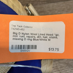 Nylon Wool Lined Hood *gc, mnr rust, repairs, dirt, hair, stains, missing D ring