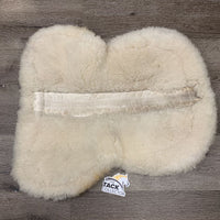 Spine Free Sheepskin Quilt Half Pad, rolled edge *gc, stained/dingy, clumpy, hair