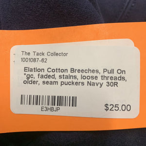 Cotton Breeches, Pull On *gc, faded, stains, loose threads, older, seam puckers