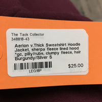 v.Thick Sweatshirt Hoodie Jacket, sherpa fleece lined hood *gc, pilly/rubs, clumpy fleece, hair
