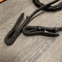 Braided Leather Reins*gc, mnr dirt, stains, broken unstitched laces, scuffs, stretched keepers
