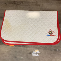 Quilt Baby Pad, embroidered Jump Alberta *gc, clean, stains, mnr hair, light pilling