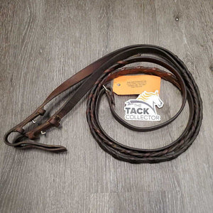 Wide/Thick Braided Reins *fair, older, CRACKED, stiff, dirt, unstitched lace, clean, stains