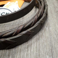 Wide/Thick Braided Reins *fair, older, CRACKED, stiff, dirt, unstitched lace, clean, stains
