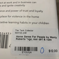 Horse Sense For People by Monty Roberts *vgc, mnr dirt & rubs
