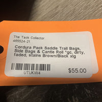 Cordura Pack Saddle Trail Bags, Side Bags & Cantle Roll *gc, dirty, faded, stains, older
