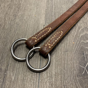 Thick Harness Leather Western Running Martingale Attachment, adjustable, snap *vgc, mnr scratches, scrapes & dirt, rust