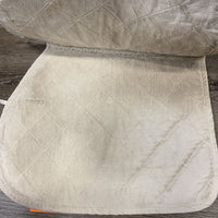 Thin Quilt Terry Cloth Underside Jumper Pad *gc, mnr dirt, stains, hair, dingy, pilly, threads, sm hole, puckered
