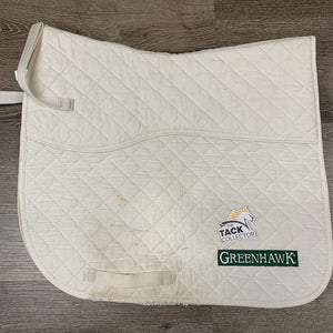 Quilted Double Back Dressage Pad, embroidered *fair, mnr dirt, stained, hair, dingy, pilly, torn edges