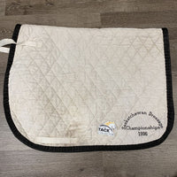 Thin Quilted Dressage Pad, embroidered *gc, mnr dirt, stains, hair, pilly, puckered, rubbed edges