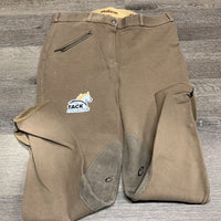 Hvy Cotton Breeches *gc, older, mnr hair, faded, seam puckers, curled/torn pocket edge
