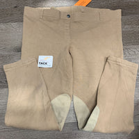 Hvy Cotton Breeches, Pull On *fair, seat: rubs/pills & seam holes, faded, hair, pills, discolored/stained seat & legs