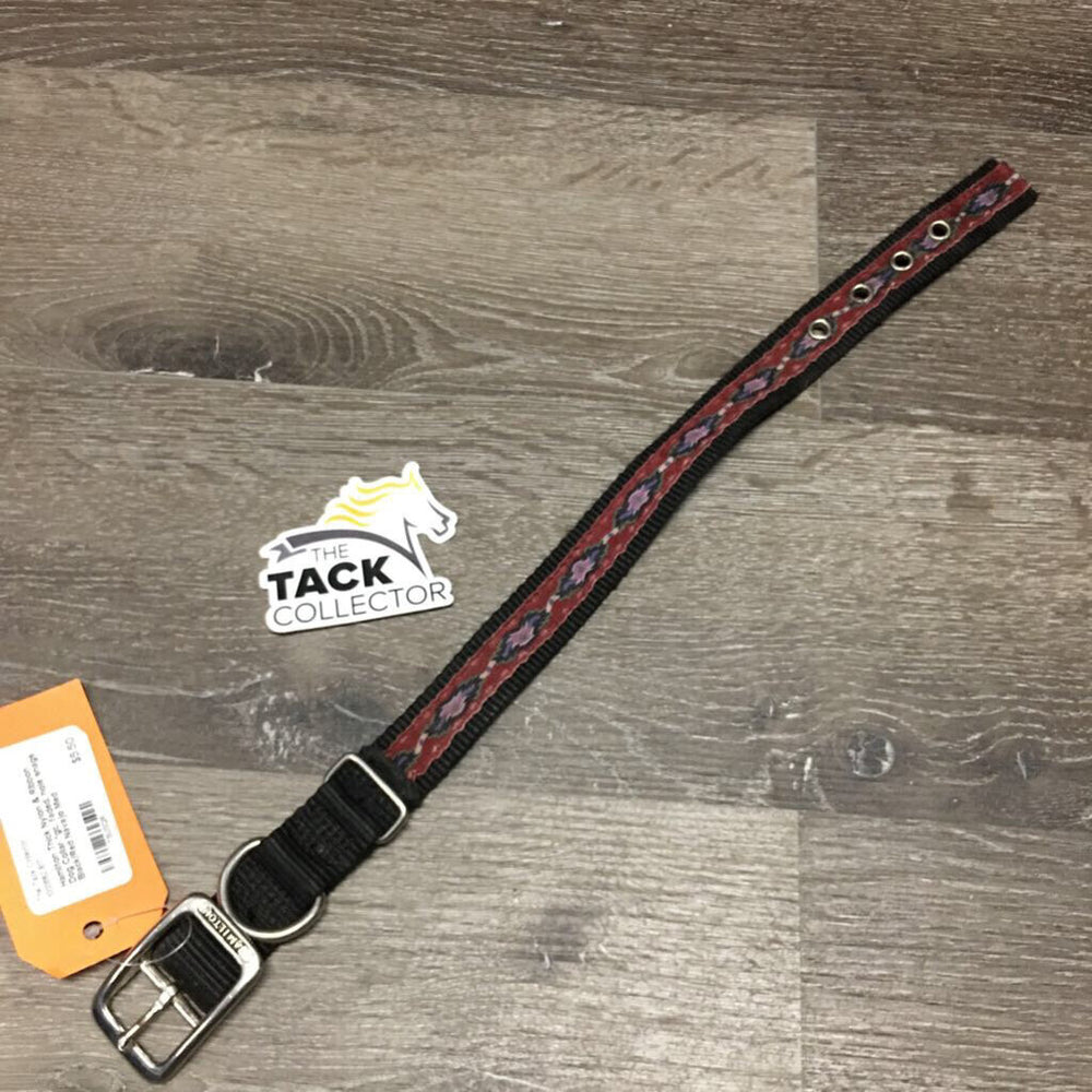 Thick Nylon & Ribbon Dog Collar *gc, faded, hole snags