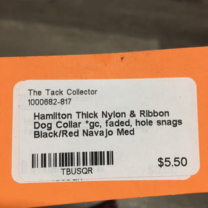 Thick Nylon & Ribbon Dog Collar *gc, faded, hole snags