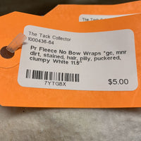 Pr Fleece No Bow Wraps *gc, mnr dirt, stained, hair, pilly, puckered, clumpy