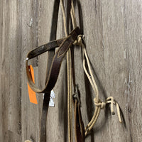 Quick Stop Lariat Hackamore, leather headstall, nylon fiador *gc, dirty, rusty, stains, taped
