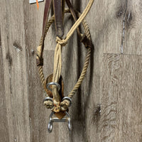 Quick Stop Lariat Hackamore, leather headstall, nylon fiador *gc, dirty, rusty, stains, taped

