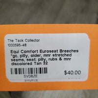 Euroseat Breeches *gc, pilly, older, mnr stretched seams, seat: pilly, rubs & mnr discolored