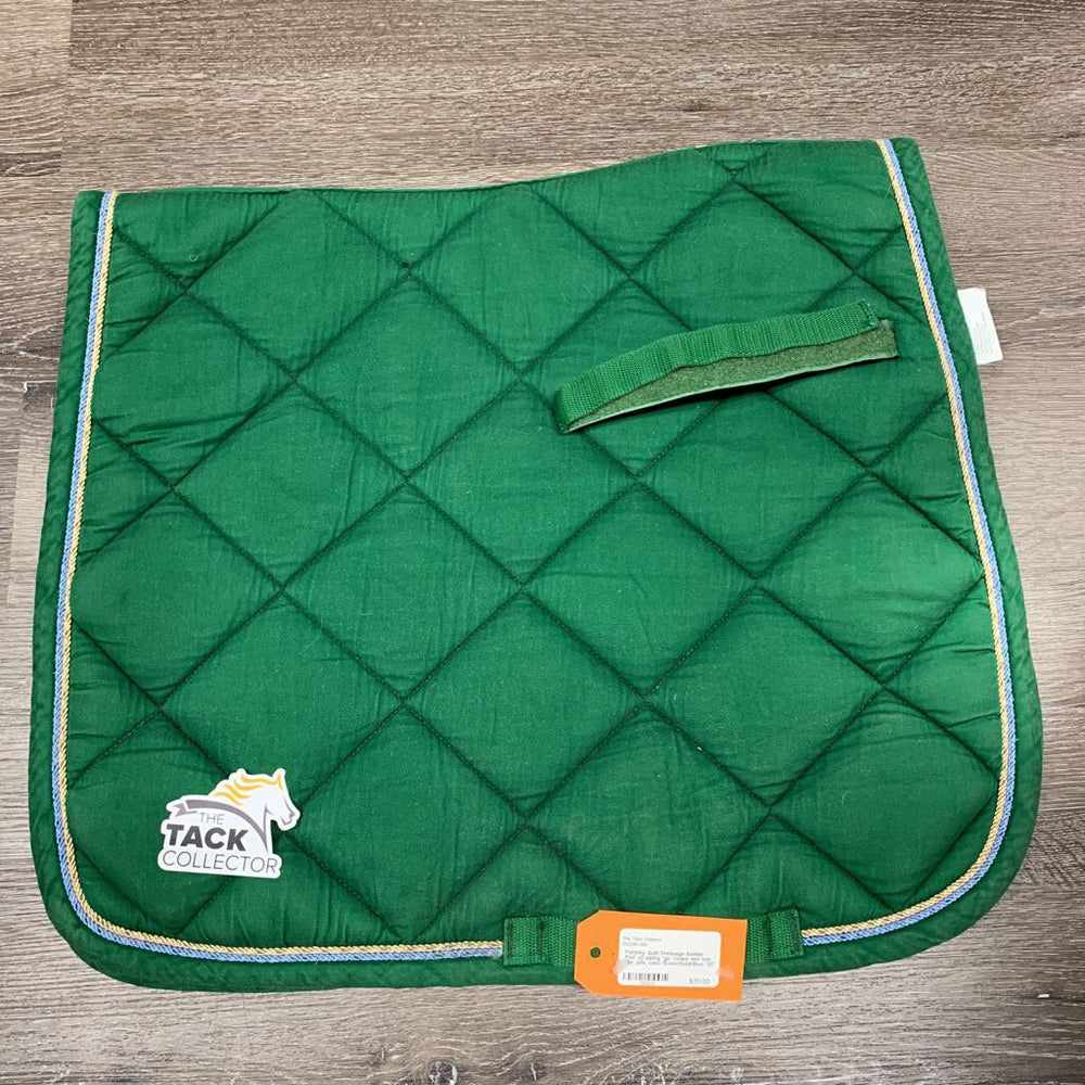 Quilt Dressage Saddle Pad, x2 piping *gc, faded, mnr hair, dirt, pills, rubs
