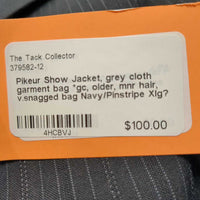 Show Jacket, grey cloth garment bag *gc, older, mnr hair, v.snagged bag

