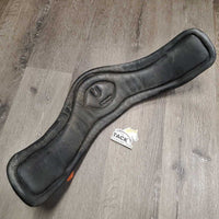 Padded Anatomical Dressage Girth, center D Ring, center strap *gc, filthy, older, faded, creases, scratches